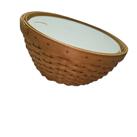 LONGABERGER 9" BOWL BASKET W HARD BOWL & & LID - Picture 1 of 7
